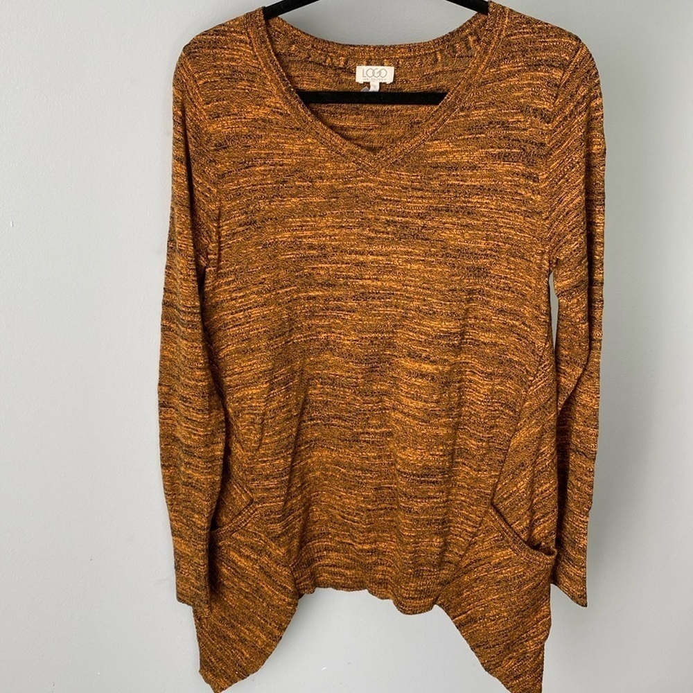 LOGO by Lori Goldstein Melange Cotton Cashmere Sweater Size S